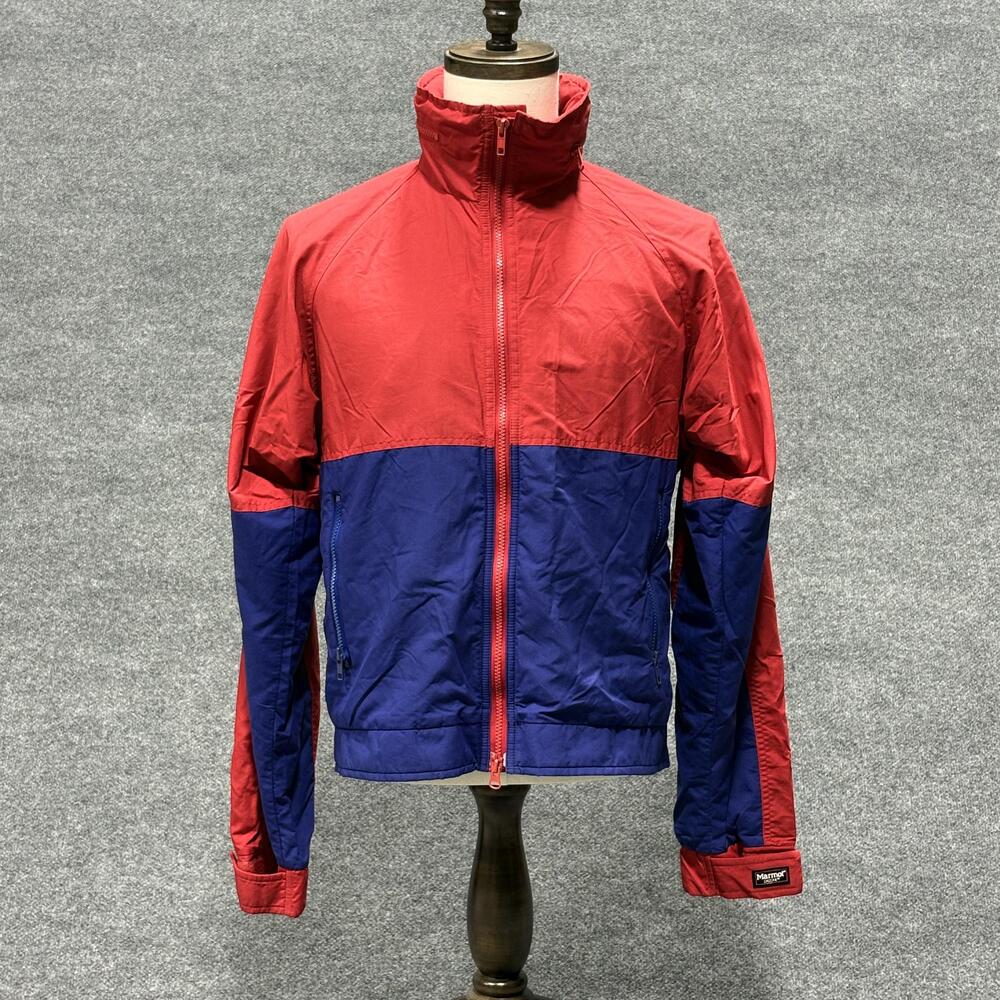 Vintage Marmot Jacket Mens Medium Red Blue Colorblock Nylon Windbreaker 90s
